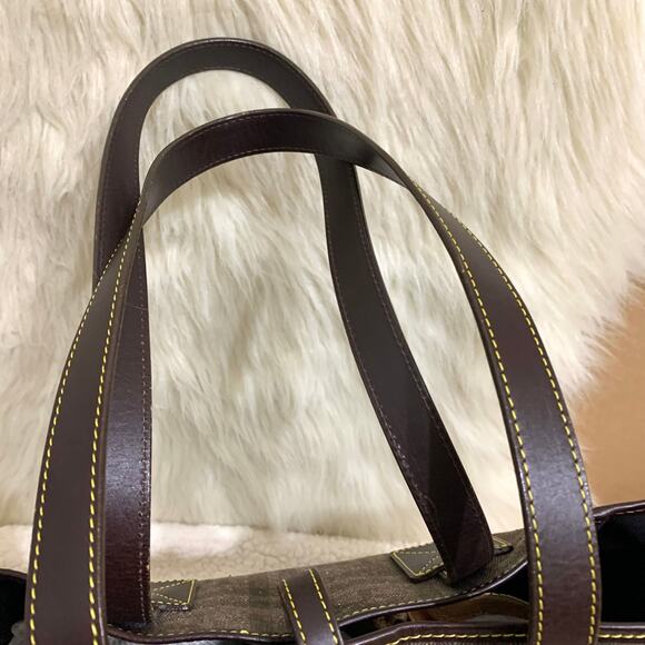 DOONEY & BOURKE Vintage N/S Expresso Plaid Canvas Logo Shopper Tote SP144 - Picture 6 of 16